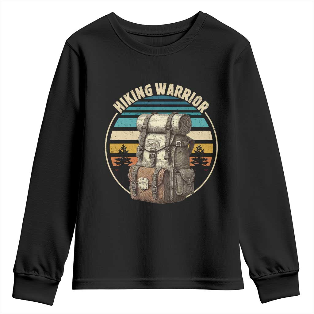 Funny Hiking Warrior Retro Backpack Nature Adventure Youth Sweatshirt TS11 Black Print Your Wear
