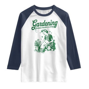 Funny Gardening Because Murder Is Wrong Raglan Shirt Plant Lady TS11 White Navy Print Your Wear