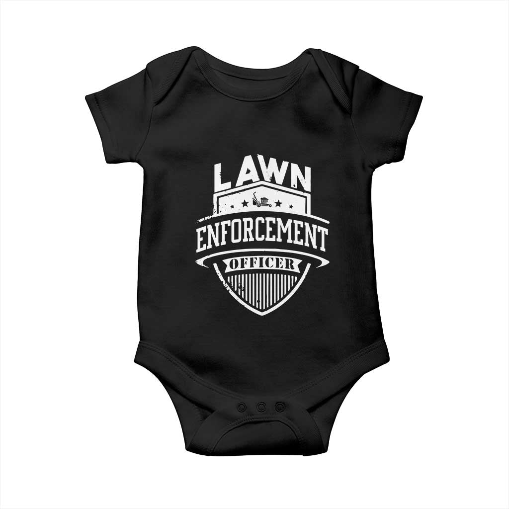 Funny The Lawn Enforcement Officer Baby Onesie Gardening Lawn Mower Father's Day TS11 Black Print Your Wear