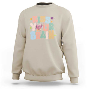 Funny Special Education Teacher Sweatshirt Kiss Your Brain Retro Groove Flower Star TS11 Sand Print Your Wear