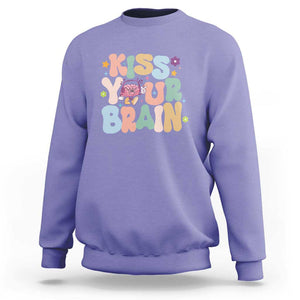 Funny Special Education Teacher Sweatshirt Kiss Your Brain Retro Groove Flower Star TS11 Violet Print Your Wear