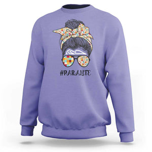 Paraprofessional Teacher Sweatshirt Para Life Messy Bun Sunglasses School Supplies TS11 Violet Print Your Wear