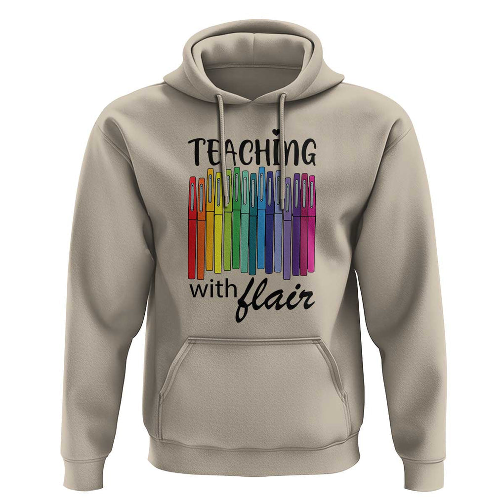 Funny Teacher Hoodie Teaching With Flair Colorful Pen Back To School TS11 Sand Print Your Wear