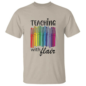 Funny Teacher T Shirt Teaching With Flair Colorful Pen Back To School TS11 Sand Print Your Wear