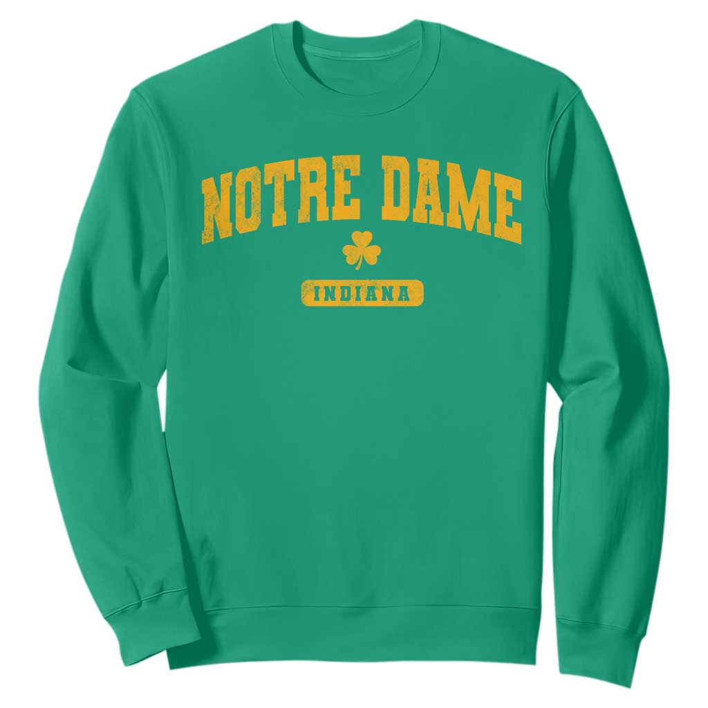 Notre Dame Indiana Sweatshirt Vintage Varsity Sports IN State Gold Shamrock TS11 Irish Green Print Your Wear