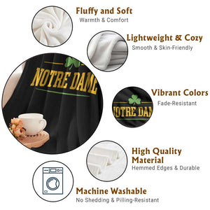 Notre Dame Throw Blanket Vintage Varsity Sports IN State Gold Shamrock TS11 Print Your Wear