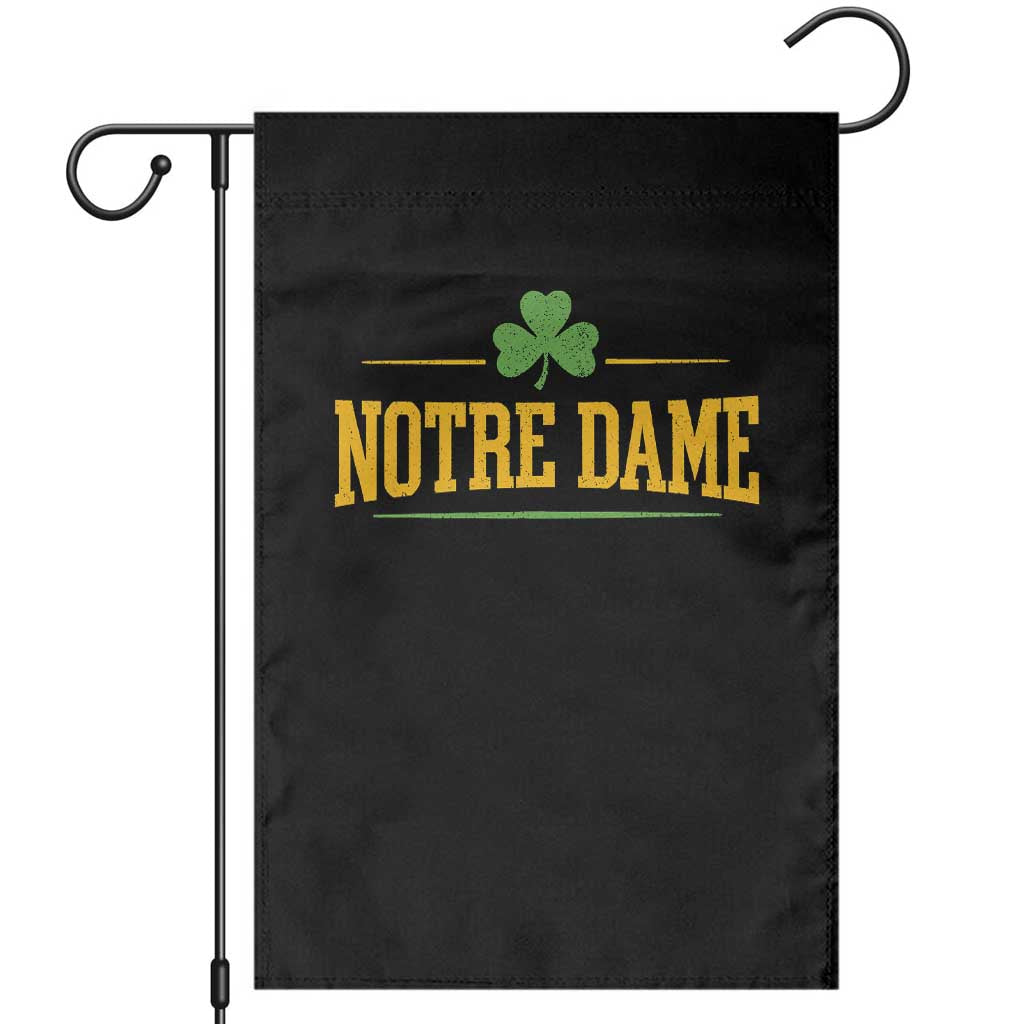 Notre Dame Garden Flag Vintage Varsity Sports IN State Gold Shamrock TS11 Black Print Your Wear