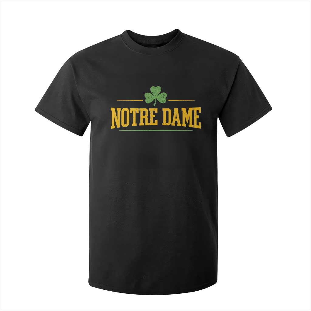 Notre Dame T Shirt For Kid Vintage Varsity Sports IN State Gold Shamrock TS11 Black Print Your Wear