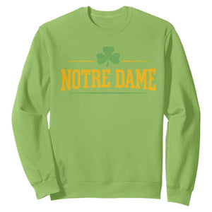 Notre Dame Sweatshirt Vintage Varsity Sports IN State Gold Shamrock TS11 Lime Print Your Wear