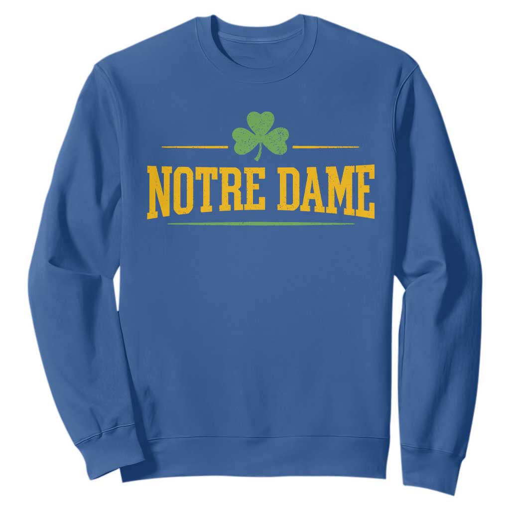 Notre Dame Sweatshirt Vintage Varsity Sports IN State Gold Shamrock TS11 Royal Blue Print Your Wear