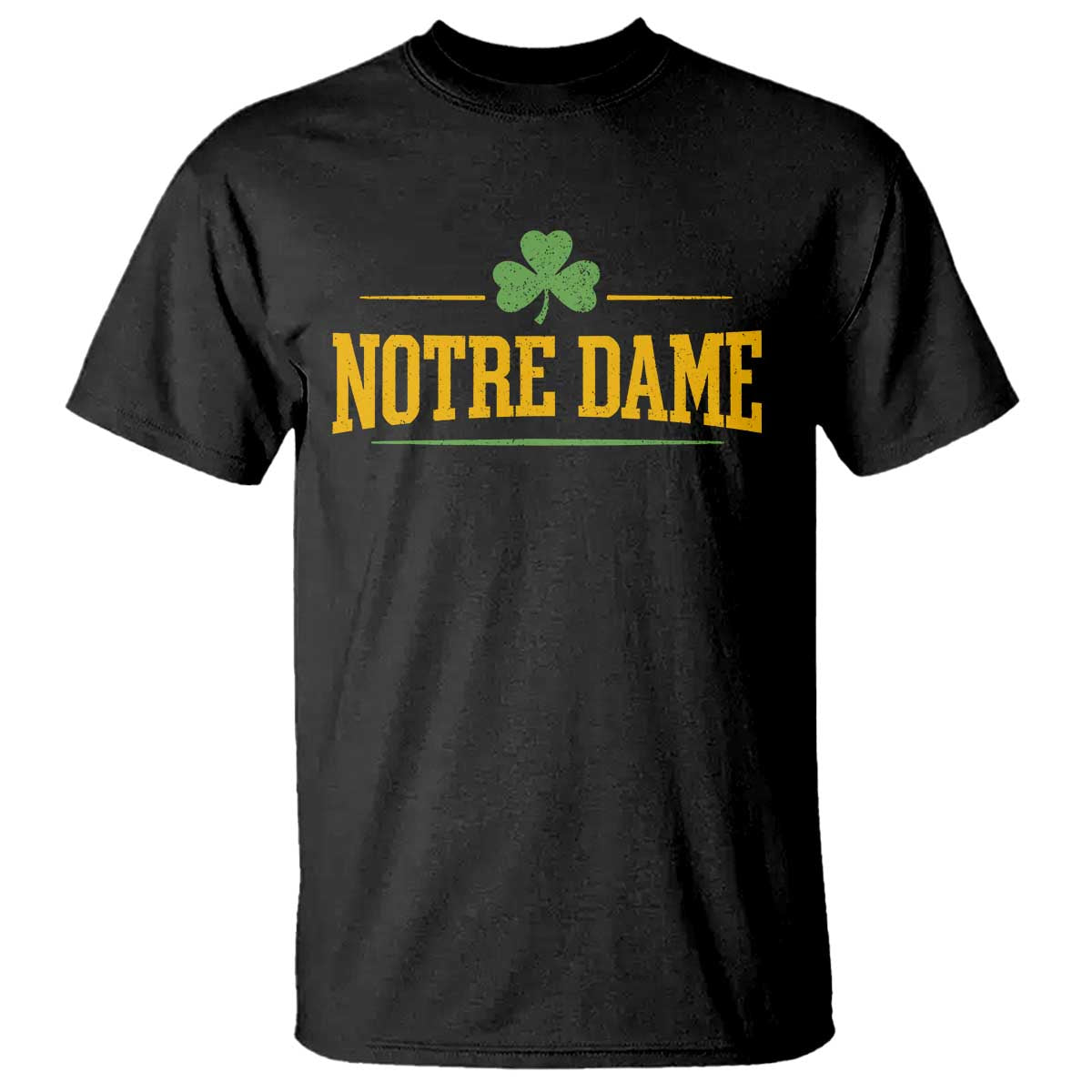 Notre Dame T Shirt Vintage Varsity Sports IN State Gold Shamrock TS11 Black Print Your Wear