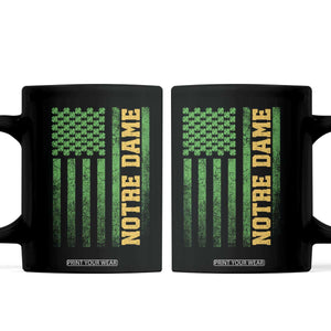 Vintage Notre Dame Indiana Shamrock American Flag Coffee Mug TS11 Black Print Your Wear