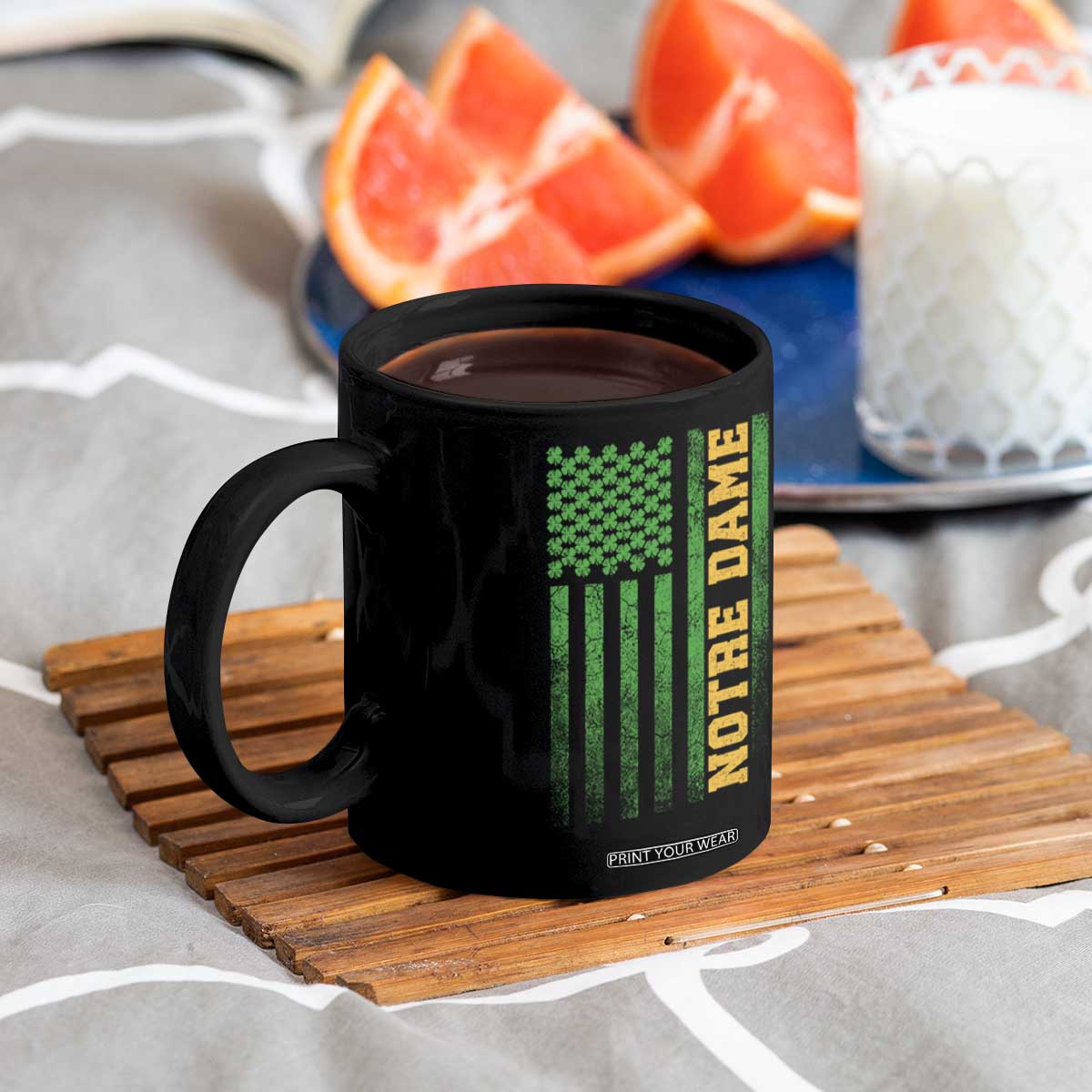 Vintage Notre Dame Indiana Shamrock American Flag Coffee Mug TS11 Print Your Wear