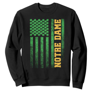 Vintage Notre Dame Indiana Shamrock American Flag Sweatshirt TS11 Black Print Your Wear