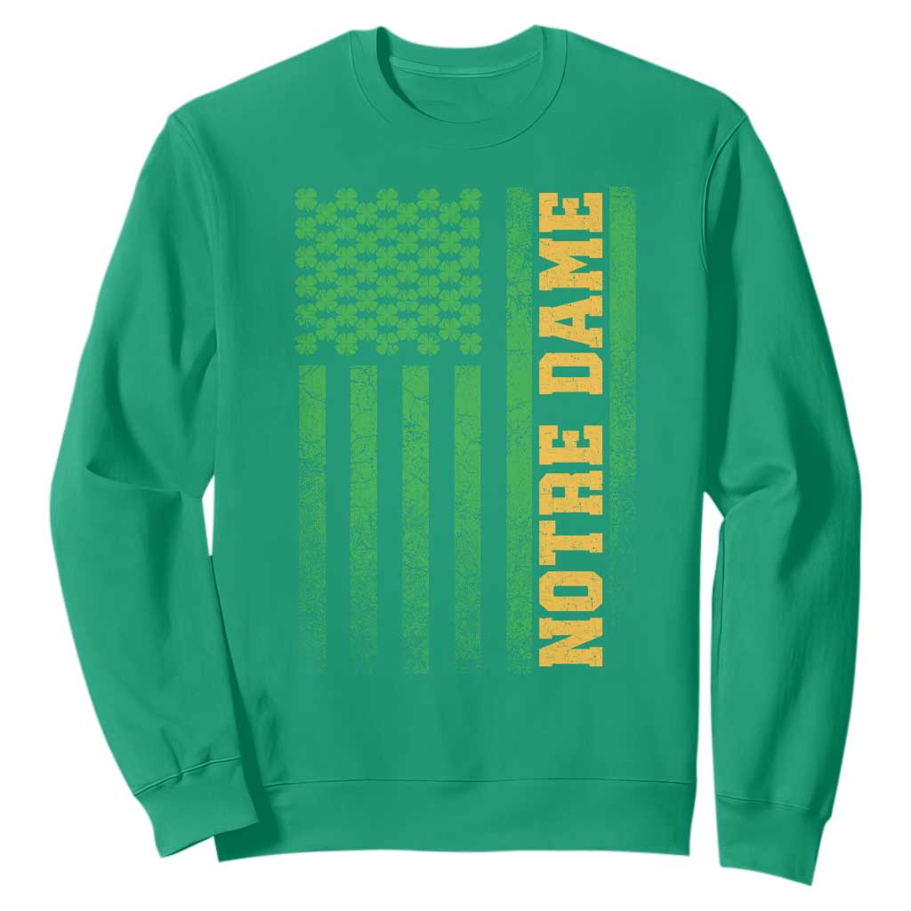 Vintage Notre Dame Indiana Shamrock American Flag Sweatshirt TS11 Irish Green Print Your Wear