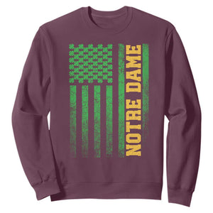Vintage Notre Dame Indiana Shamrock American Flag Sweatshirt TS11 Maroon Print Your Wear