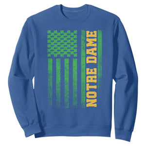 Vintage Notre Dame Indiana Shamrock American Flag Sweatshirt TS11 Royal Blue Print Your Wear