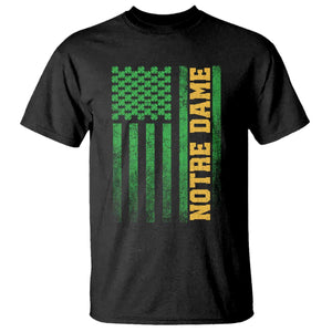 Vintage Notre Dame Indiana Shamrock American Flag T Shirt TS11 Black Print Your Wear