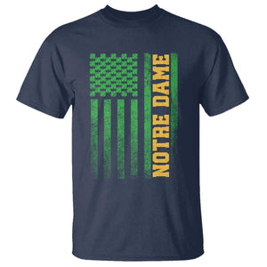Vintage Notre Dame Indiana Shamrock American Flag T Shirt TS11 Navy Print Your Wear