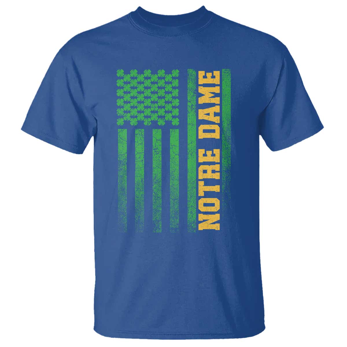 Vintage Notre Dame Indiana Shamrock American Flag T Shirt TS11 Royal Blue Print Your Wear