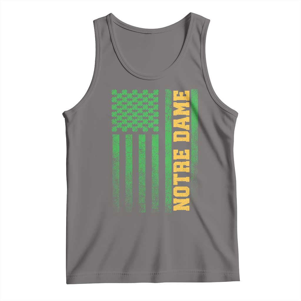 Vintage Notre Dame Indiana Shamrock American Flag Tank Top TS11 Deep Heather Print Your Wear