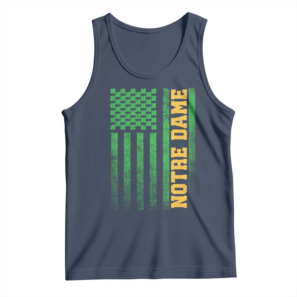 Vintage Notre Dame Indiana Shamrock American Flag Tank Top TS11 Navy Print Your Wear