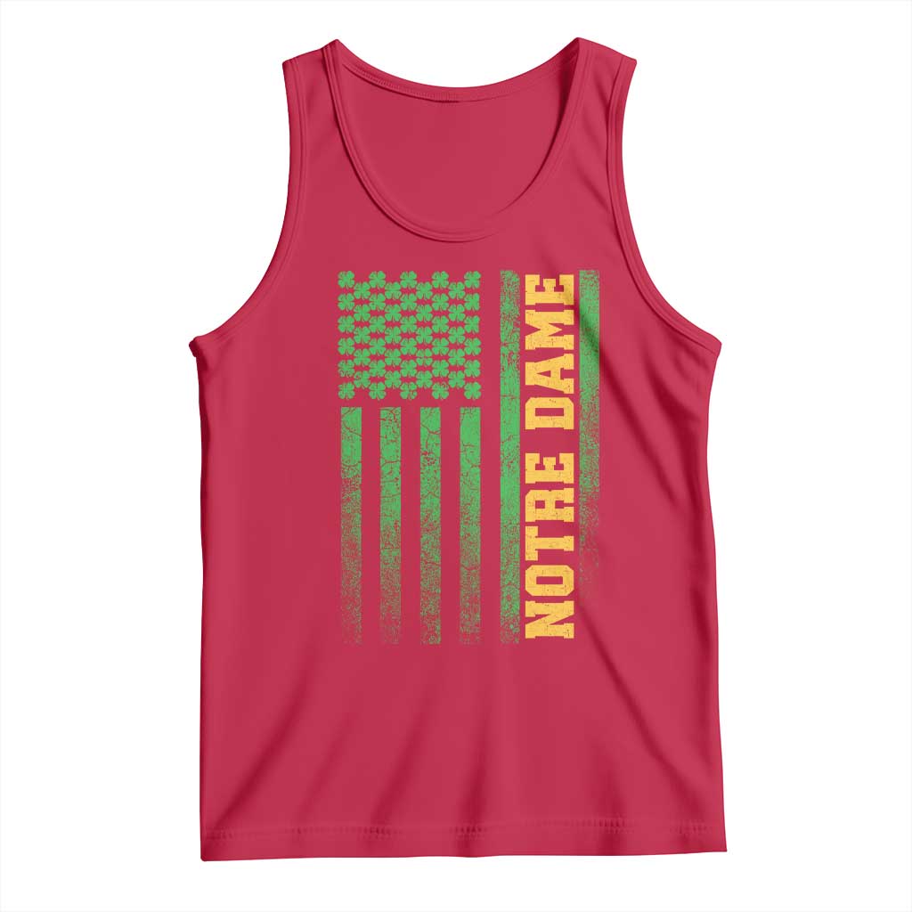 Vintage Notre Dame Indiana Shamrock American Flag Tank Top TS11 Red Print Your Wear