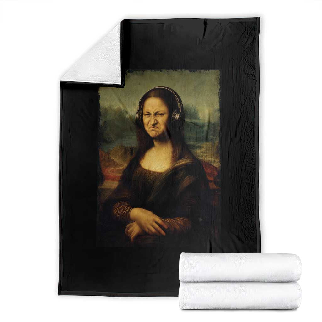 Funny Mona Lisa Bass Face Music Lovers DJs Throw Blanket TS11 Black Print Your Wear