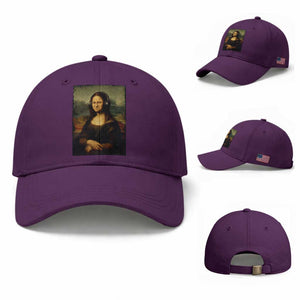 Funny Mona Lisa Bass Face Music Lovers DJs Baseball Cap TS11 Baseball Cap Universal Fit Purple Print Your Wear
