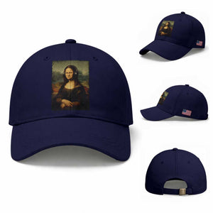 Funny Mona Lisa Bass Face Music Lovers DJs Baseball Cap TS11 Baseball Cap Universal Fit Dark Blue Print Your Wear