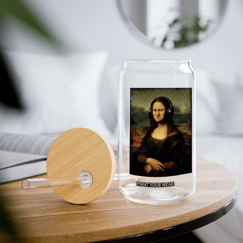 Funny Mona Lisa Bass Face Music Lovers DJs Glass Can TS11 Print Your Wear
