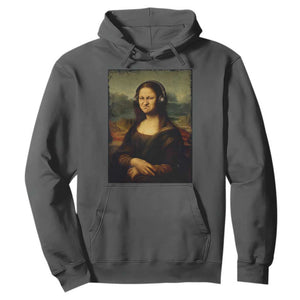 Funny Mona Lisa Bass Face Music Lovers DJs Hoodie TS11 Dark Heather Print Your Wear