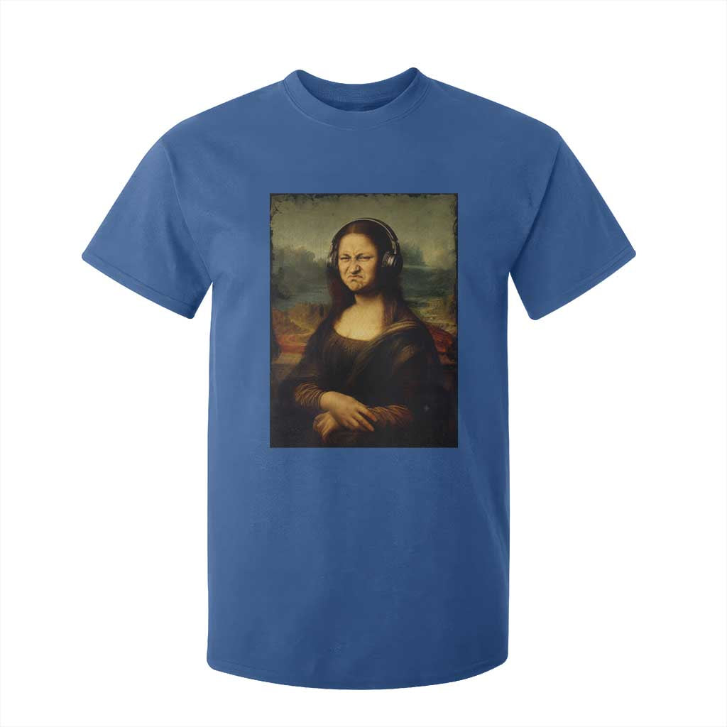 Funny Mona Lisa Bass Face Music Lovers DJs T Shirt For Kid TS11 Royal Blue Print Your Wear