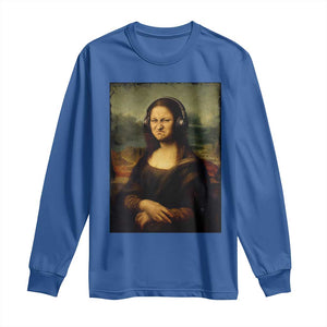 Funny Mona Lisa Bass Face Music Lovers DJs Long Sleeve Shirt TS11 Royal Blue Print Your Wear