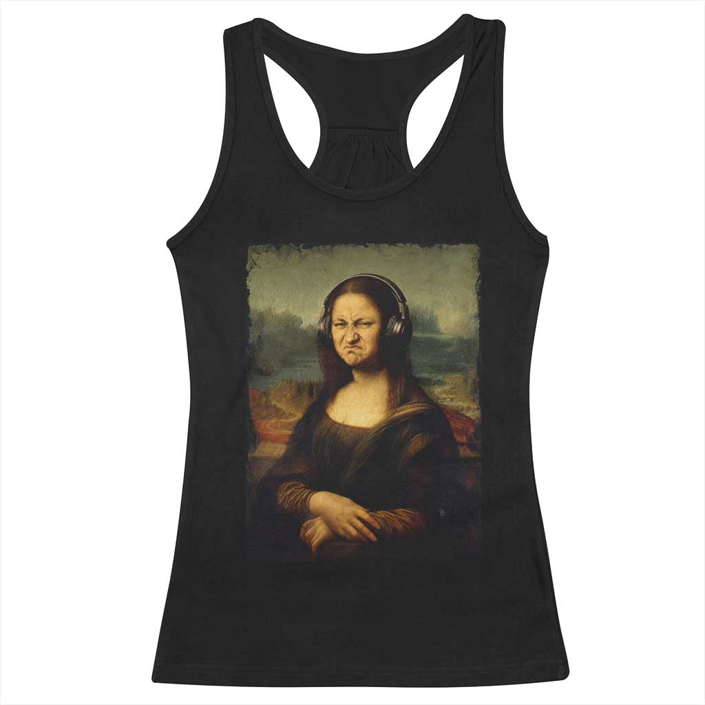 Funny Mona Lisa Bass Face Music Lovers DJs Racerback Tank Top TS11 Black Print Your Wear