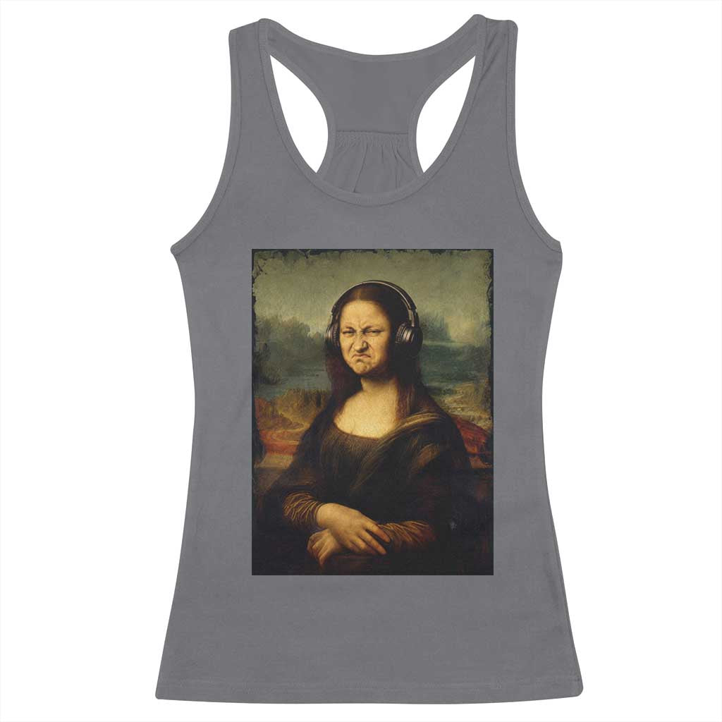 Funny Mona Lisa Bass Face Music Lovers DJs Racerback Tank Top TS11 Charcoal Print Your Wear