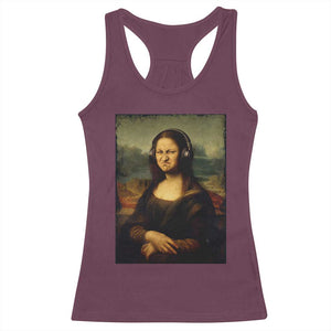 Funny Mona Lisa Bass Face Music Lovers DJs Racerback Tank Top TS11 Maroon Print Your Wear