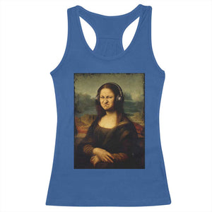 Funny Mona Lisa Bass Face Music Lovers DJs Racerback Tank Top TS11 Royal Blue Print Your Wear