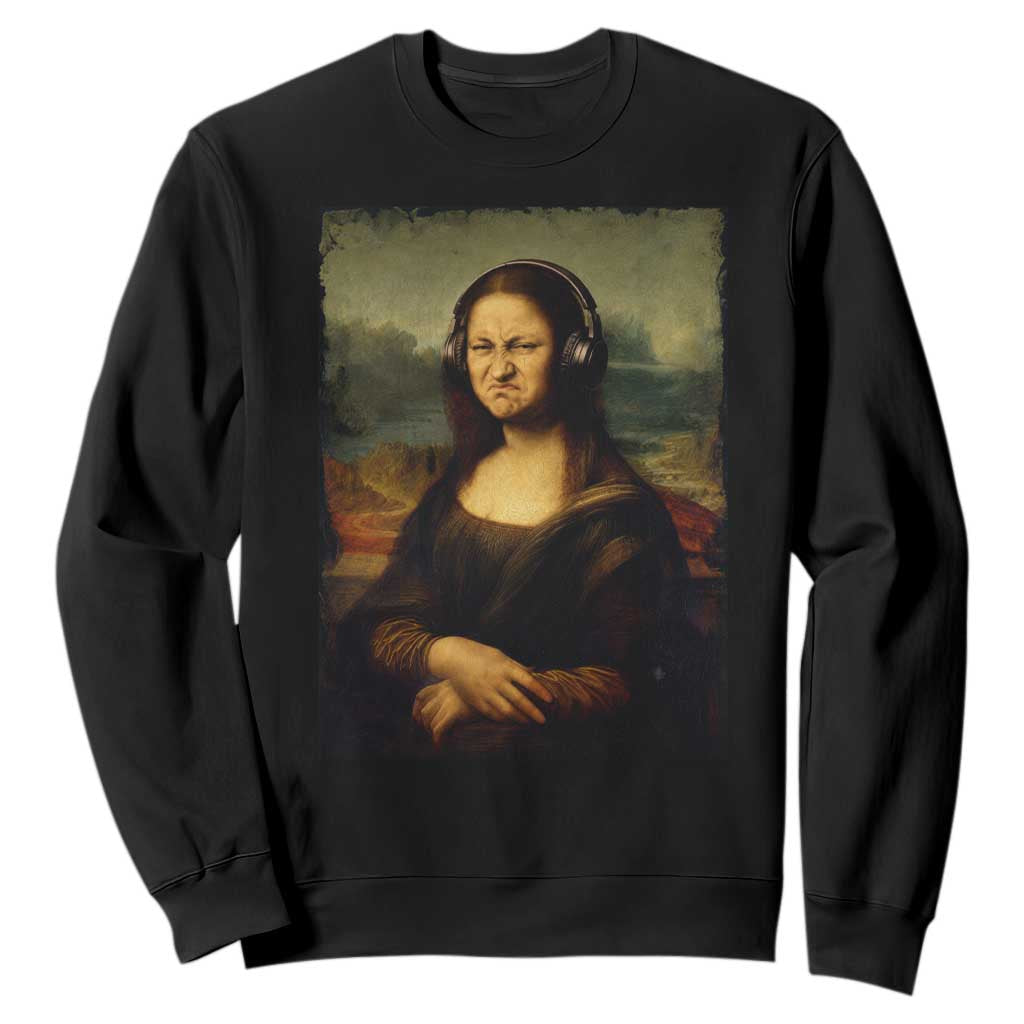 Funny Mona Lisa Bass Face Music Lovers DJs Sweatshirt TS11 Black Print Your Wear