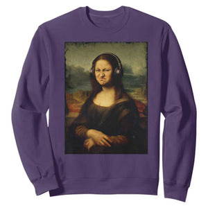 Funny Mona Lisa Bass Face Music Lovers DJs Sweatshirt TS11 Purple Print Your Wear