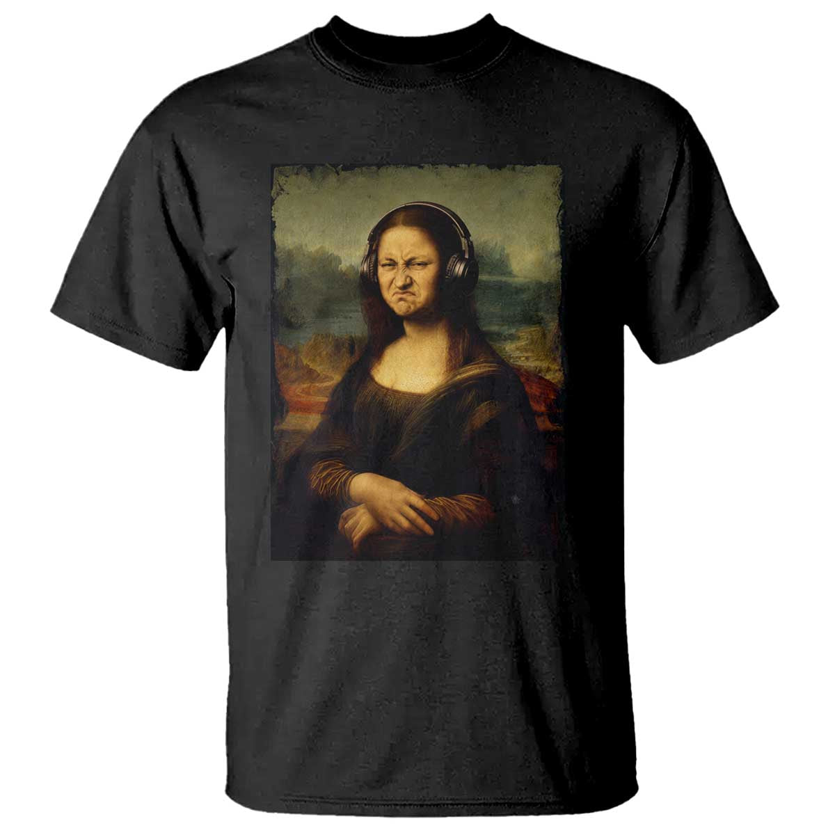 Funny Mona Lisa Bass Face Music Lovers DJs T Shirt TS11 Black Print Your Wear