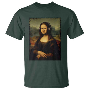 Funny Mona Lisa Bass Face Music Lovers DJs T Shirt TS11 Dark Forest Green Print Your Wear