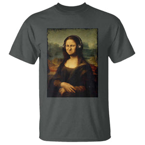 Funny Mona Lisa Bass Face Music Lovers DJs T Shirt TS11 Dark Heather Print Your Wear