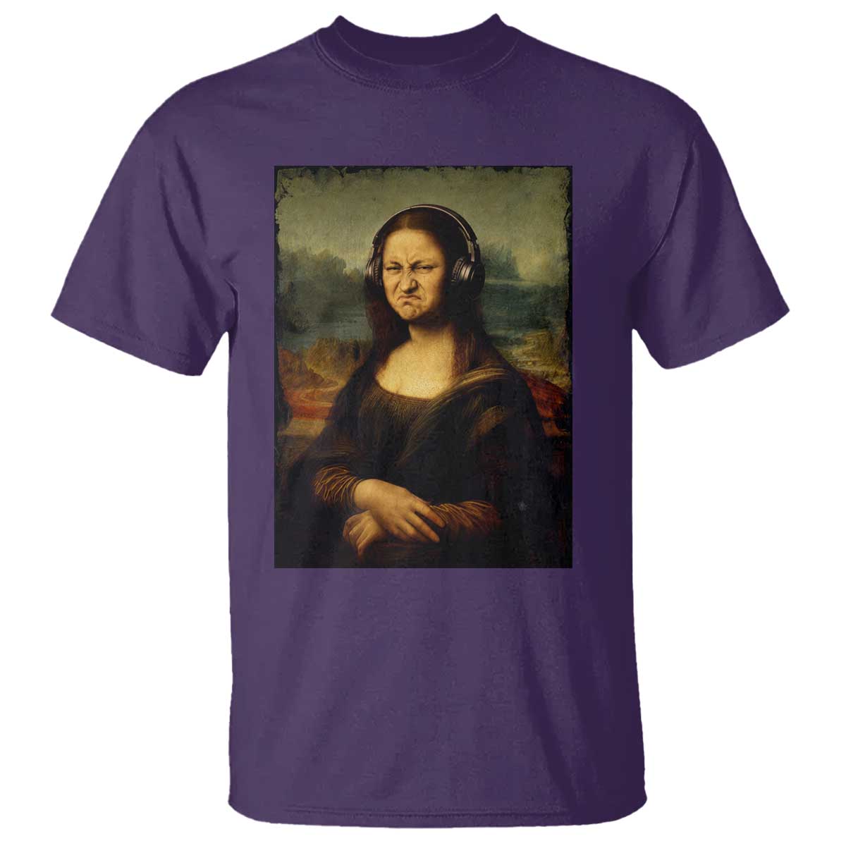 Funny Mona Lisa Bass Face Music Lovers DJs T Shirt TS11 Purple Print Your Wear
