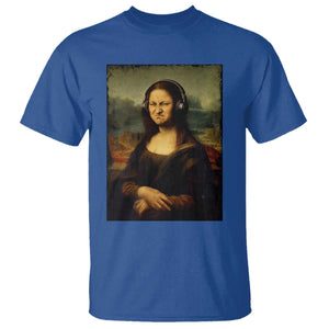 Funny Mona Lisa Bass Face Music Lovers DJs T Shirt TS11 Royal Blue Print Your Wear