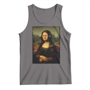 Funny Mona Lisa Bass Face Music Lovers DJs Tank Top TS11 Deep Heather Print Your Wear