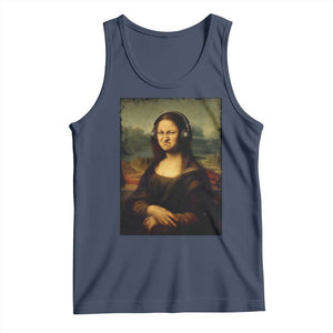 Funny Mona Lisa Bass Face Music Lovers DJs Tank Top TS11 Navy Print Your Wear