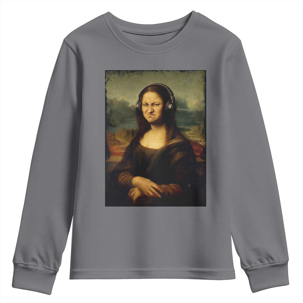Funny Mona Lisa Bass Face Music Lovers DJs Youth Sweatshirt TS11 Charcoal Print Your Wear