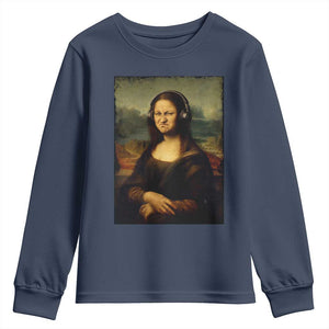 Funny Mona Lisa Bass Face Music Lovers DJs Youth Sweatshirt TS11 Navy Print Your Wear