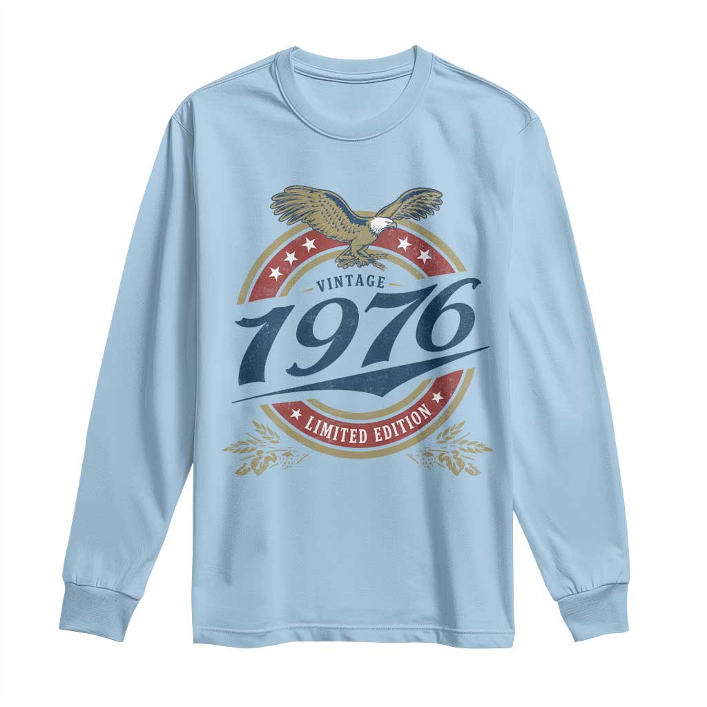 50th Birthday Beer Lover Vintage 1976 Limited Edition Long Sleeve Shirt Bald Eagle TS11 Light Blue Print Your Wear